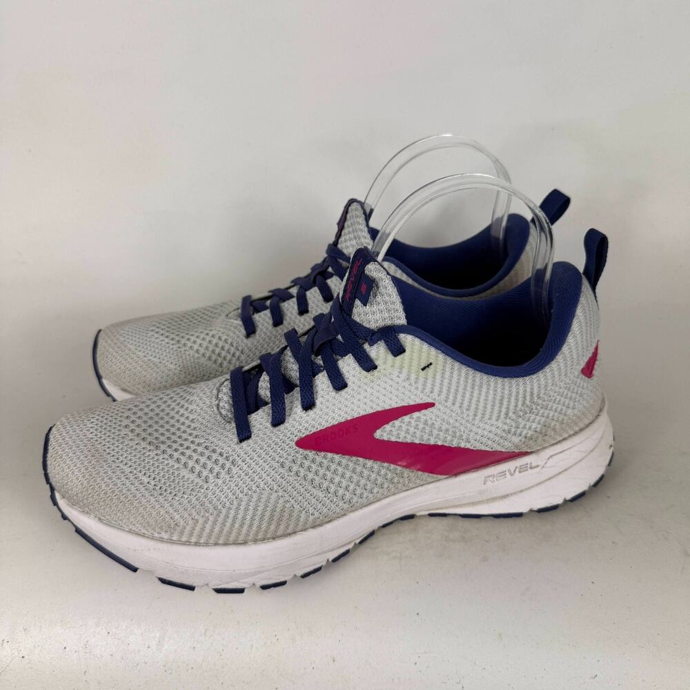Brooks Revel 5 Athletic Shoes Women's 10 White Blue Low Top Running Sneakers - Picture 5 of 10